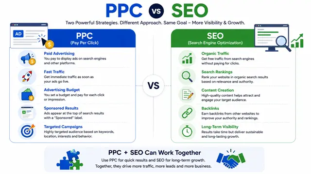 PPC vs SEO comparison for digital marketing