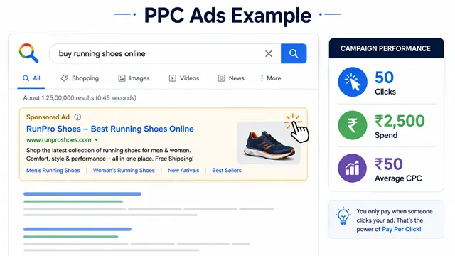 Pay Per Click ads example with CPC
