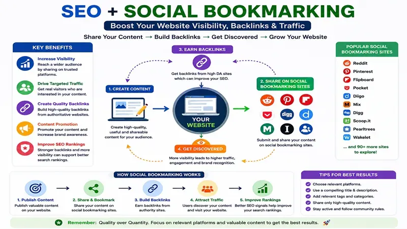 SEO and social bookmarking for backlinks and content promotion