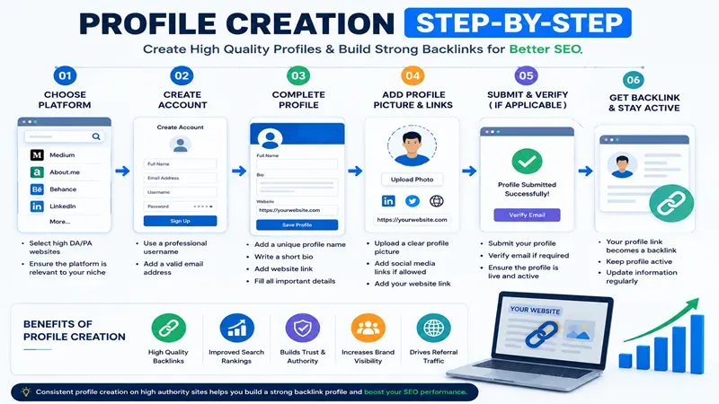profile creation steps how to create a high quality profile backlink